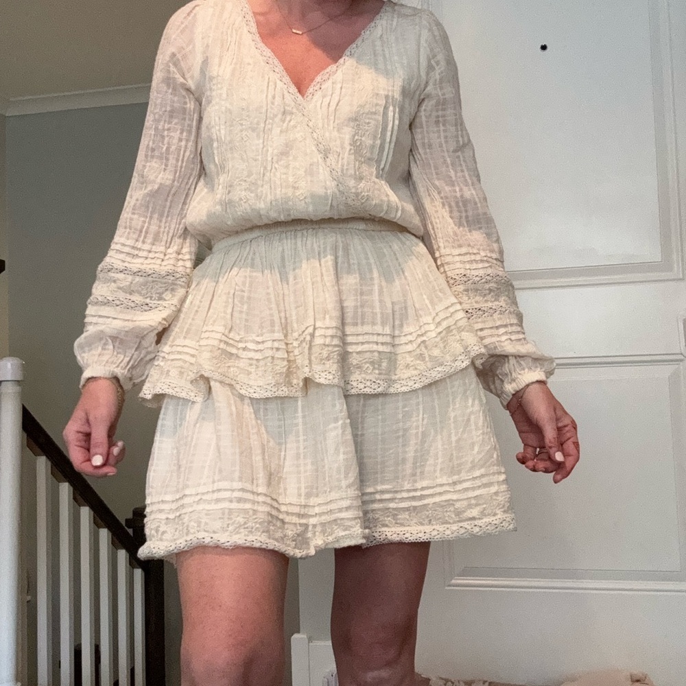 American Eagle Cream Lace Trim Dress - Picture 6 of 6